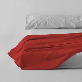 Sábana encimera algodón poliéster rojo amapola escena de cama