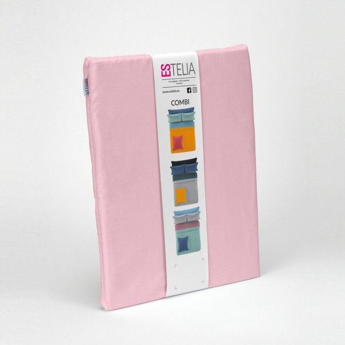 Sábana encimera algodón poliéster rosa presentación en bolsa de tela