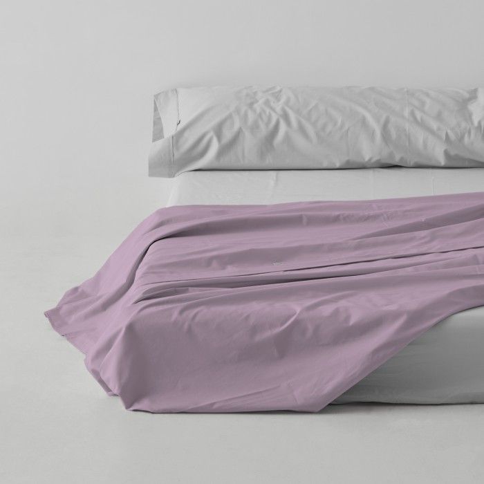 Sábana encimera algodón malva escena de cama