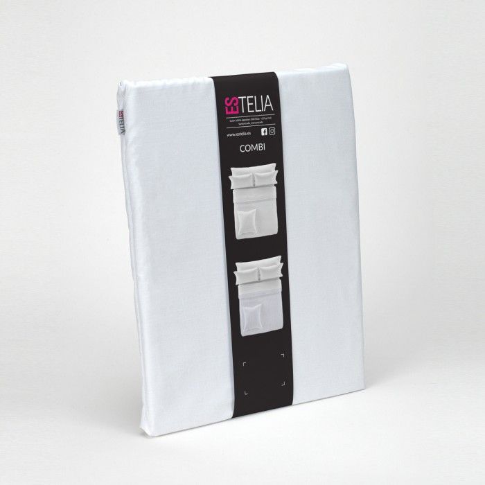 Sábana encimera satén blanco presentación en bolsa de tela