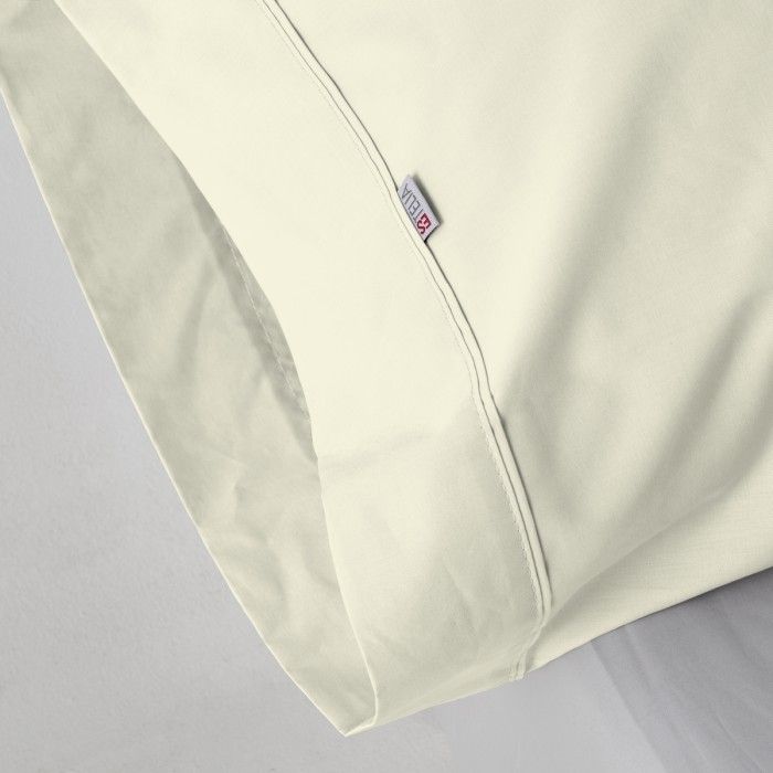 Funda de almohada algodón poliéster crema