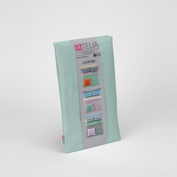 Funda de cojín algodón aqua presentación en bolsa de tela