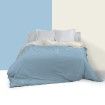 Funda nórdica reversible algodón crema-azul celeste vista frontal reverso