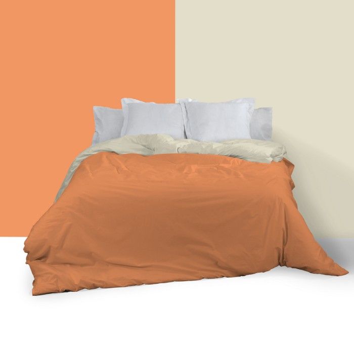 Funda nórdica reversible algodón mango-piedra vista frontal anverso