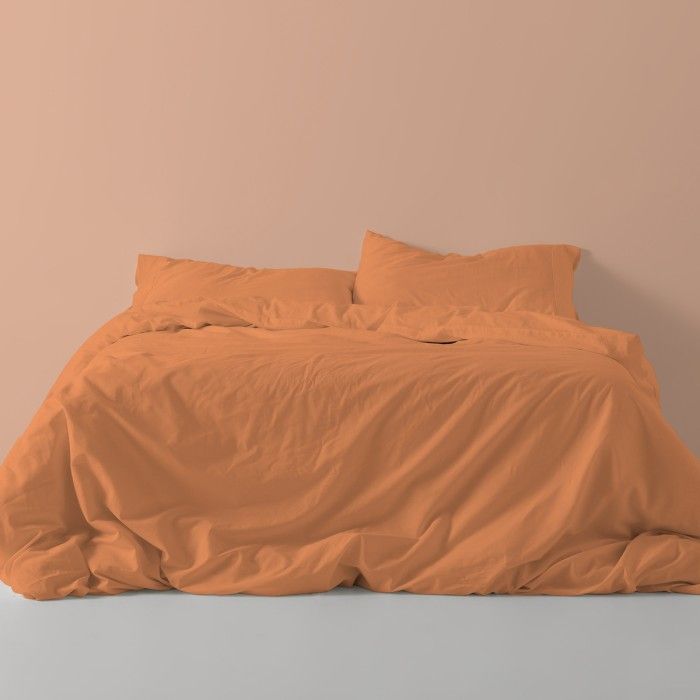 Funda nórdica lisa algodón mango escena de cama
