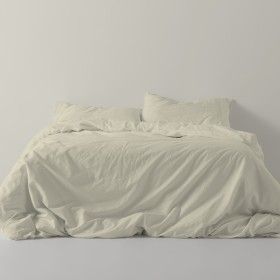 Funda nórdica lisa algodón piedra escena de cama