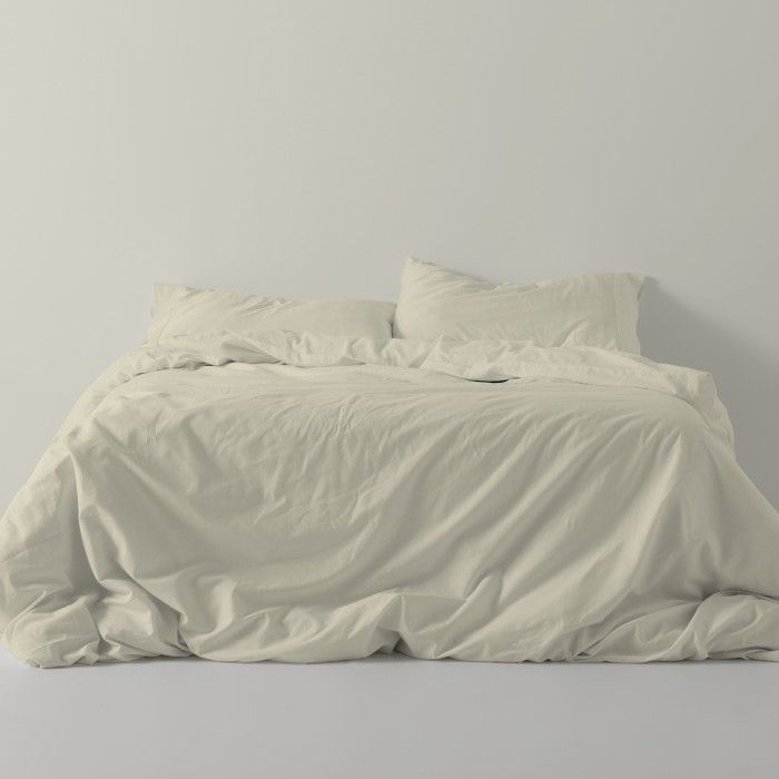 Funda nórdica lisa algodón piedra escena de cama