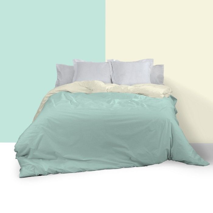 Funda nórdica reversible aqua-crema escena de cama anverso