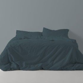 Funda nórdica lisa algodón poliéster gris vista frontal