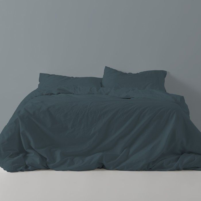 Funda nórdica lisa algodón poliéster gris vista frontal