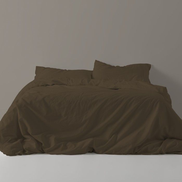 Funda nórdica lisa algodón poliéster musgo vista frontal