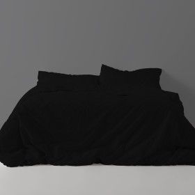 Funda nórdica lisa algodón poliéster negro vista frontal