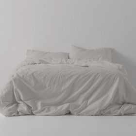 Funda nórdica lisa algodón poliéster plomo vista frontal