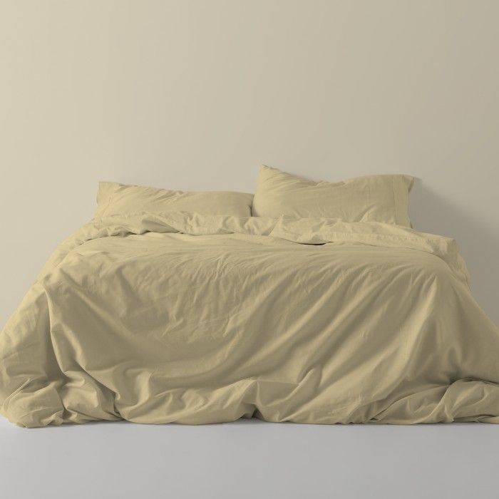 Funda nórdica lisa algodón poliéster arena vista frontal