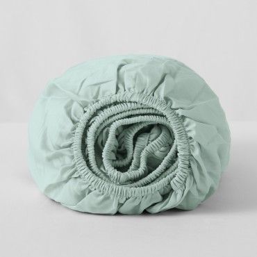 Sábana bajera ajustable de algodón orgánico color hielo - Qutun - Imagen del producto