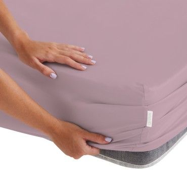 Sábana bajera ajustable de algodón orgánico color néctar - Qutun - Detalle de esquina