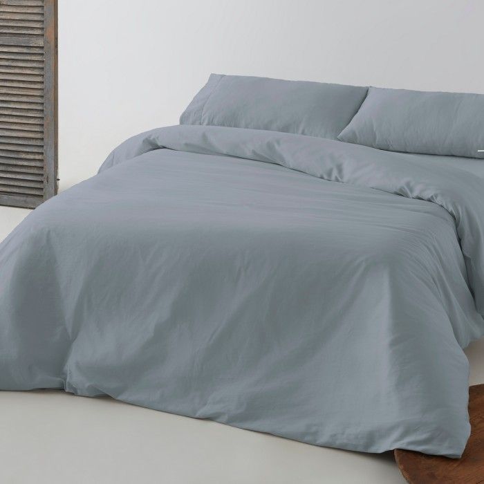 Funda nórdica de algodón orgánico color ceniza - Qutun - Escena de cama