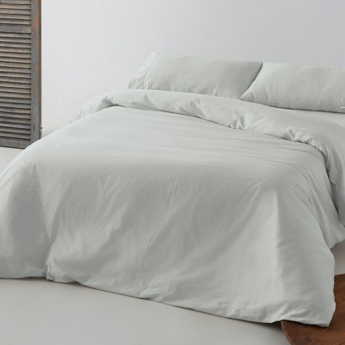 Funda nórdica de algodón orgánico color perla - Qutun - Escena de cama