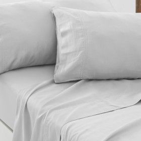 Funda almohada algodón orgánico con doble pespunte color blanco - Qutun - Aproximaxción