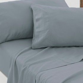 Funda almohada algodón orgánico con doble pespunte color ceniza - Qutun - Aproximación