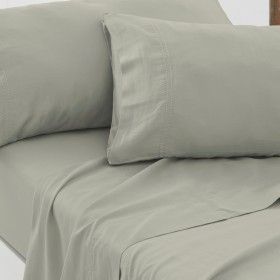 Funda almohada algodón orgánico con doble pespunte color topo - Qutun - Aproximación