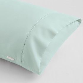Funda almohada algodón orgánico con vainica color hielo - Qutun - Aproximación