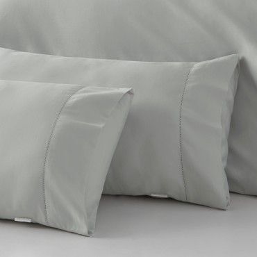 Funda almohada algodón orgánico con vainica color perla - Qutun - Detalle de la vainica