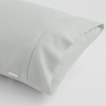 Funda almohada algodón orgánico con vainica color perla - Qutun - Aproximación