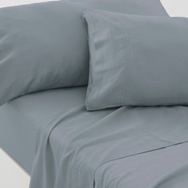 Juego de sábanas de algodón orgánico con doble pespunte color ceniza - Qutun - Aproximación