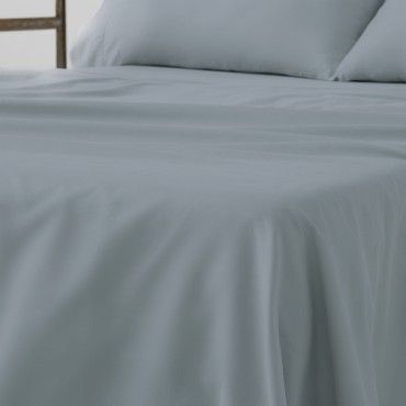 Juego de sábanas de algodón orgánico con doble pespunte color ceniza - Qutun - Detalle encimera