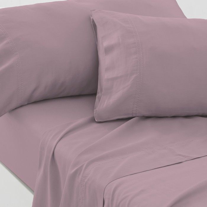 Juego de sábanas de algodón orgánico con doble pespunte color néctar - Qutun - Aproximación