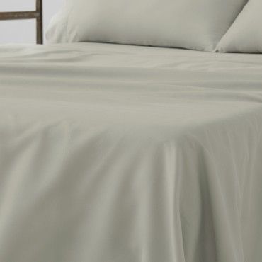 Juego de sábanas de algodón orgánico con doble pespunte color topo - Qutun - Detalle encimera