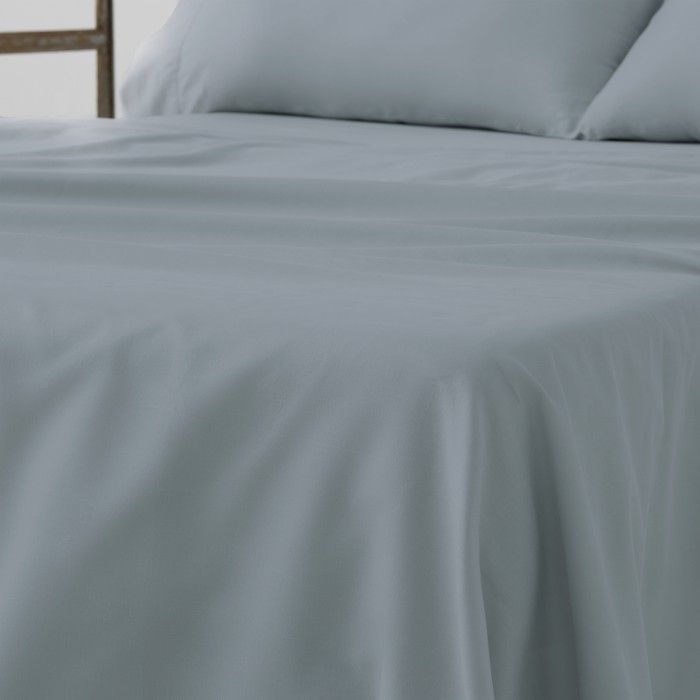 Juego de sábanas de algodón orgánico con doble pespunte color ceniza - Qutun - Detalle encimera