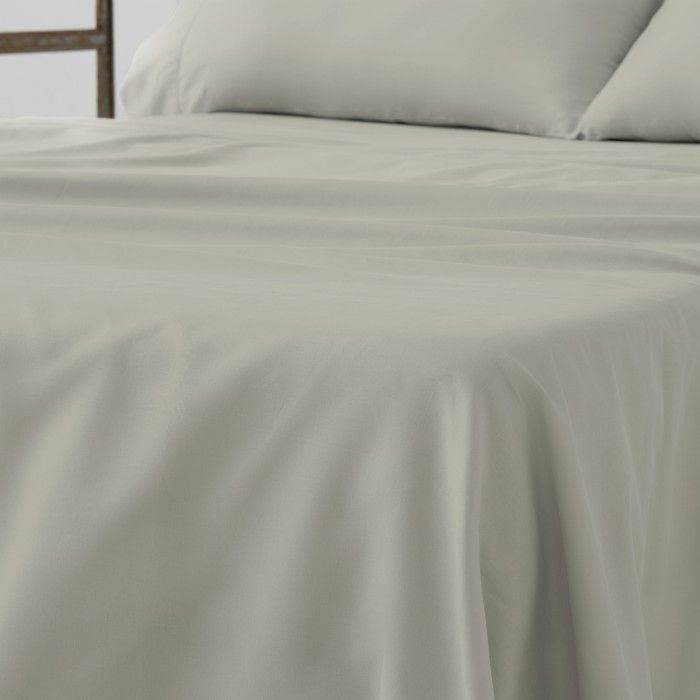 Juego de sábanas de algodón orgánico con doble pespunte color topo - Qutun - Detalle encimera