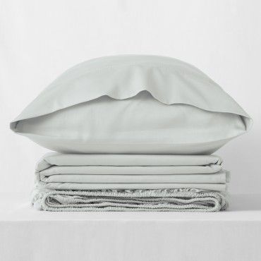 Juego de sábanas algodón orgánico con vainica color perla - Qutun - Bodegón