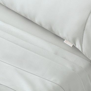 Juego de sábanas algodón orgánico con vainica color perla - Qutun - Detalle vainica