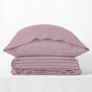 Juego de sábanas de algodón orgánico con doble pespunte color néctar - Qutun - Bodegón