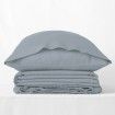 Juego de sábanas de algodón orgánico con doble pespunte color ceniza - Qutun - Bodegón