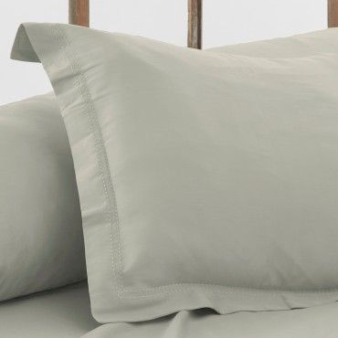 Funda de cojín algodón orgánico con doble pespunte color topo - Qutun - Imagen del producto