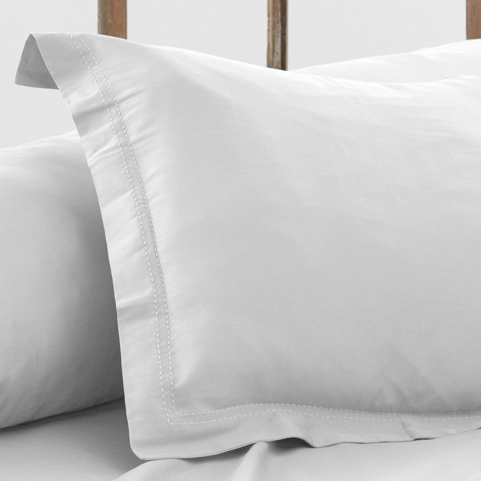 Funda de cojín algodón orgánico con doble pespunte color blanco - Qutun - Imagen del producto