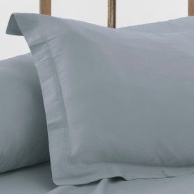 Funda de cojín algodón orgánico con doble pespunte color ceniza - Qutun - Imagen del producto