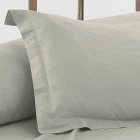 Funda de cojín algodón orgánico con doble pespunte color topo - Qutun - Imagen del producto