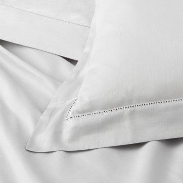 Funda de cojín algodón orgánico con vainica color blanco - Qutun - Detalle