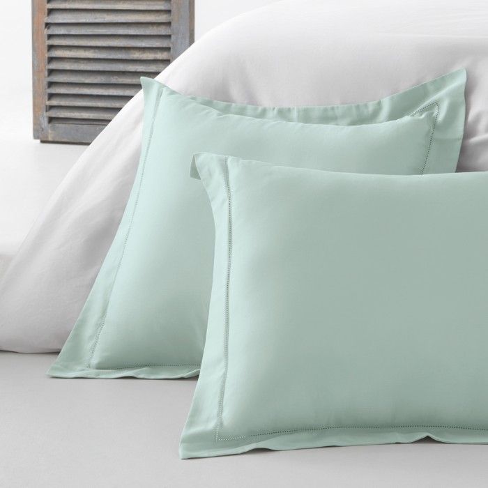 Funda de cojín algodón orgánico con vainica color hielo - Qutun - Imagen del producto