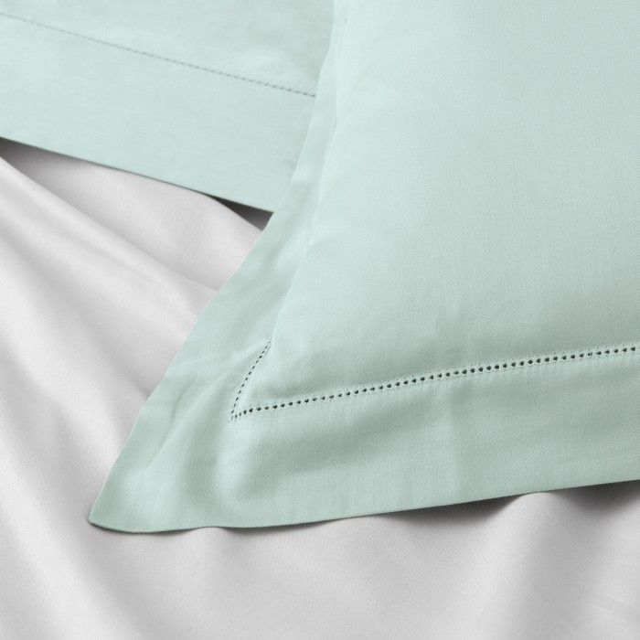 Funda de cojín algodón orgánico con vainica color hielo - Qutun - Detalle