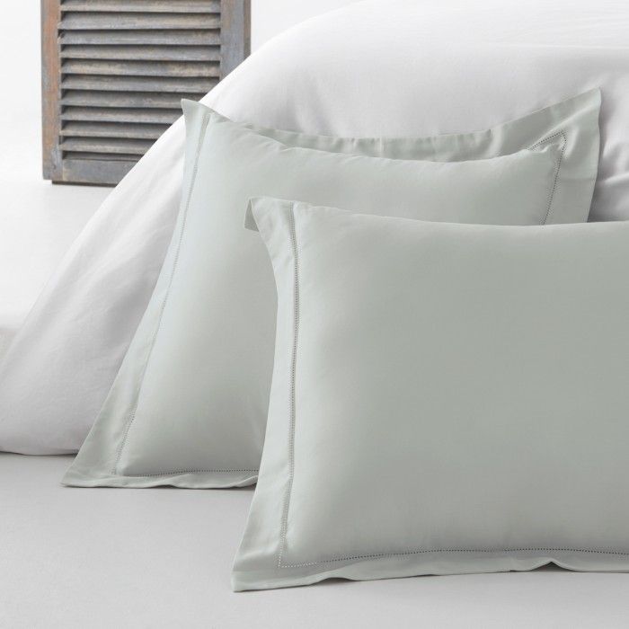 Funda de cojín algodón orgánico con vainica color perla - Qutun - Imagen del producto