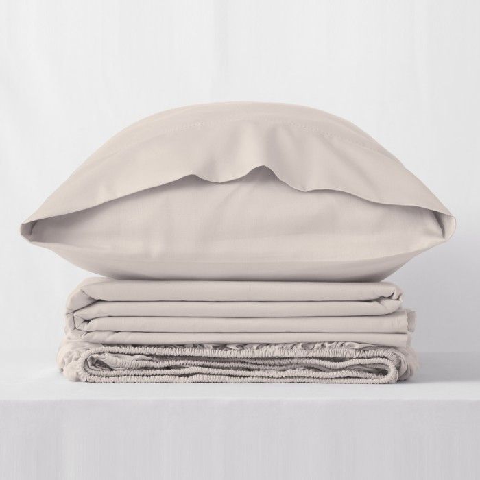 Juego de sábanas algodón orgánico con vainica color natural - Qutun - Bodegón