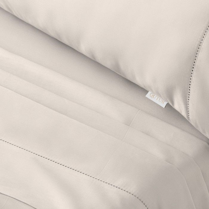 Juego de sábanas algodón orgánico con vainica color natural - Qutun - Detalle vainica