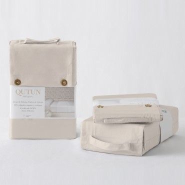 Funda de cojín algodón orgánico con vainica color natural - Qutun - Presentación en bolsa de tela