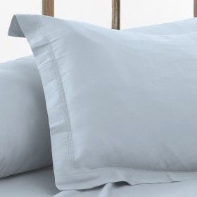 Funda de cojín algodón orgánico con doble pespunte color cielo - Qutun - Imagen del producto